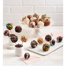 Candy Covered Cake Pops with Drizzled Berries