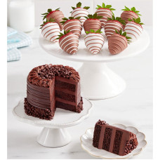 Chocolate Decadence Cake with Gourmet Drizzled Strawberries