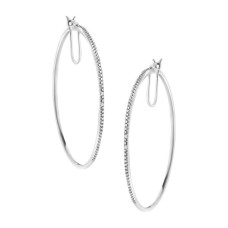 .925 Sterling Silver Diamond Accent Medium Sized Hoops Earrings (i-j, I2-i3