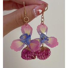 Dried Globe Amaranth Handmade Resin Earrings