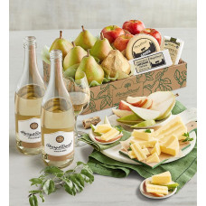 Deluxe Pears, Apples, and Cheese Gift with Wine