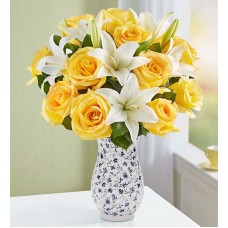 Fair Trade Yellow Rose & White Lily Bouquet