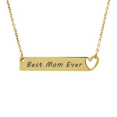 Anavia - Best Mom Ever Heart Cut-out Bar Necklace