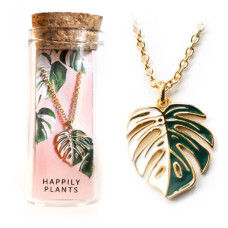 Variegated Monstera Albo Necklace 18k Gold