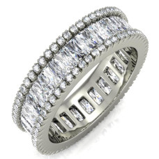 Matashi 18k White Gold-plated Eternity Ring For Women Emerald Cut Cz