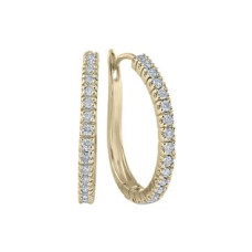 0.5 TCW Diamond Hoop Earrings on Solid 10k Yellow 