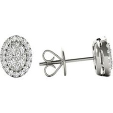 .31 TCW White Gold Diamond Halo Pave Earrings 