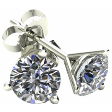 1.25 TCW Diamond Stud White Gold Earrings 