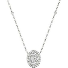 Diamond Oval Pendant, .71 Carat on Solid 18k White Gold 