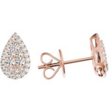 .33 TCW Rose Gold Diamond Halo Pave Earrings 