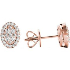 .31 TCW Rose Gold Diamond Halo Pave Earrings 