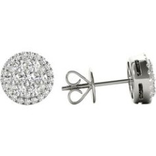 .66 TCW White Gold Diamond Halo Pave Earrings 