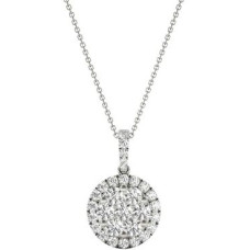 Diamond Round Pendant, .56 Carat on Solid 18k White Gold 