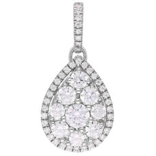 Diamond Teardrop Pendant, 1.06 Carat on Solid 14k White Gold 