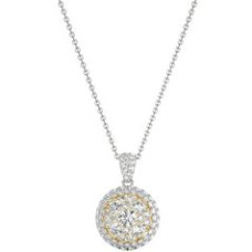 Diamond Round Pendant, .63 Carat on Solid 18k White & Yellow Gold 