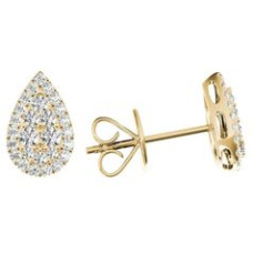 .33 TCW Yellow Gold Diamond Halo Pave Earrings 